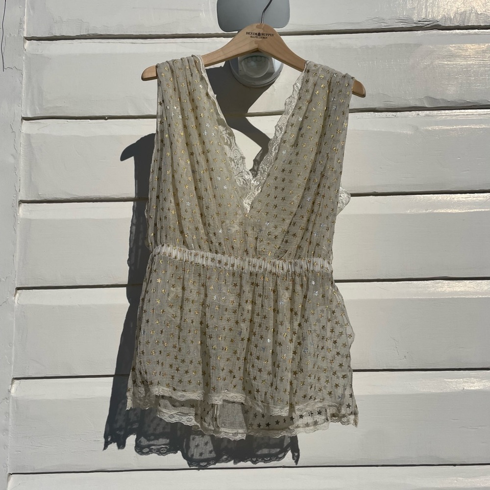 Free People Metallic Star Blouse